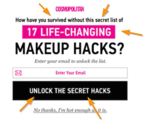 Use Power Words in Opt-In Boxes - Cosmopolitan